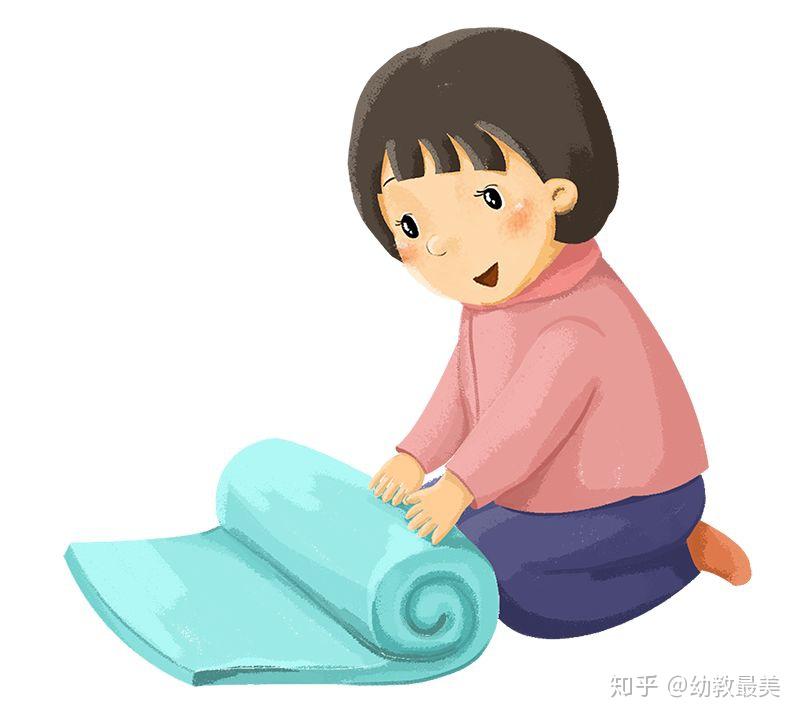 如小班幼儿学习自己穿衣,系扣,穿袜,中,大班幼儿学会叠被子,整理衣物