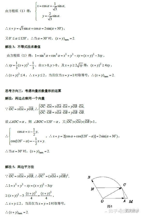 【高中数学】高考冲刺~平面向量常见题型解析 知乎 3391