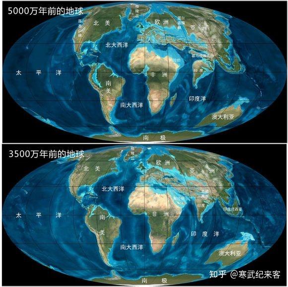 六亿年来的地球海陆格局分布图