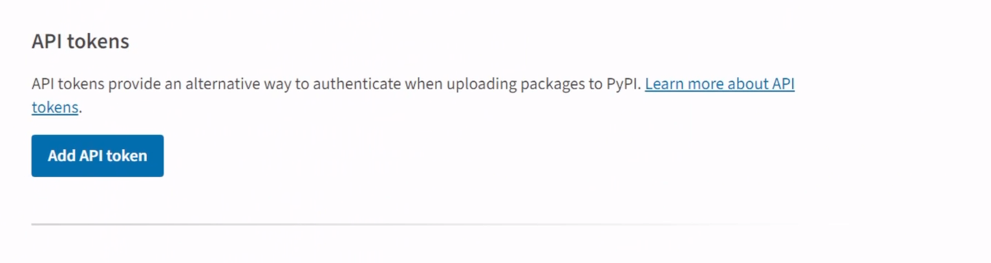 PyPI API Token Generation