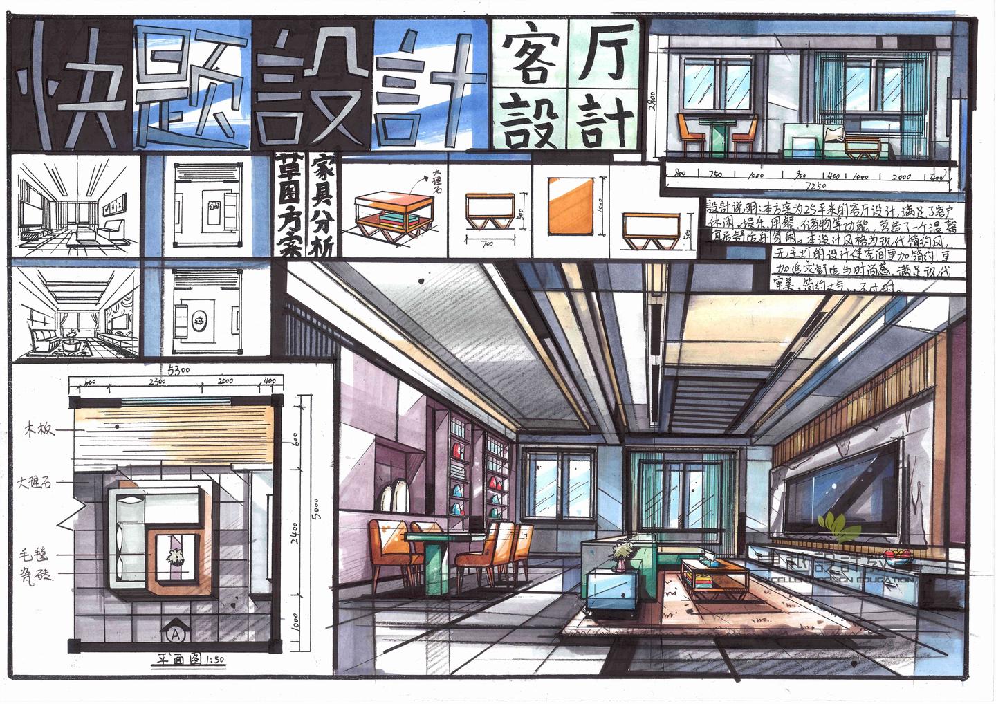 室内考研客厅空间设计——这么画！！ - 知乎