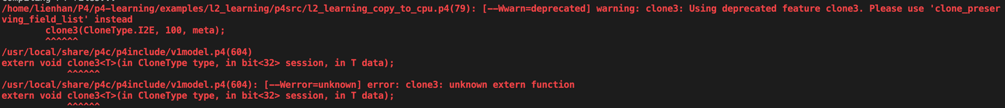 P4-16版本更新：clone3: Using deprecated feature clone3. Please use 'clone ...