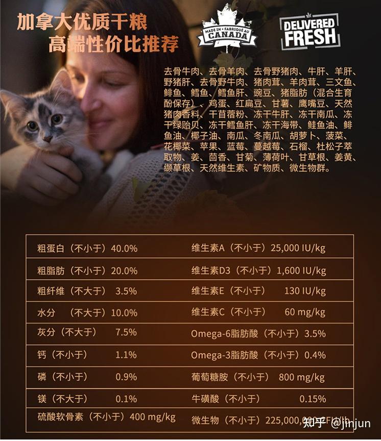 选择在配料表里靠后的猫粮,不含淀粉的猫粮不成型)·不含添加任何人工
