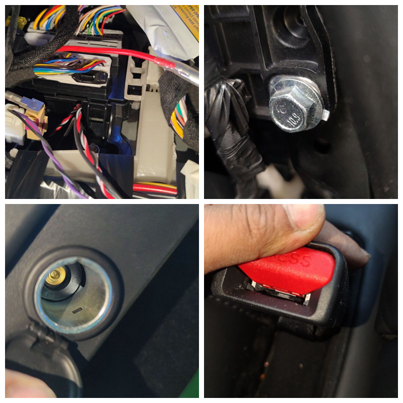 只是后面加装的电路有点不规整;其它的仪表内骨架,点烟器座,安全带卡