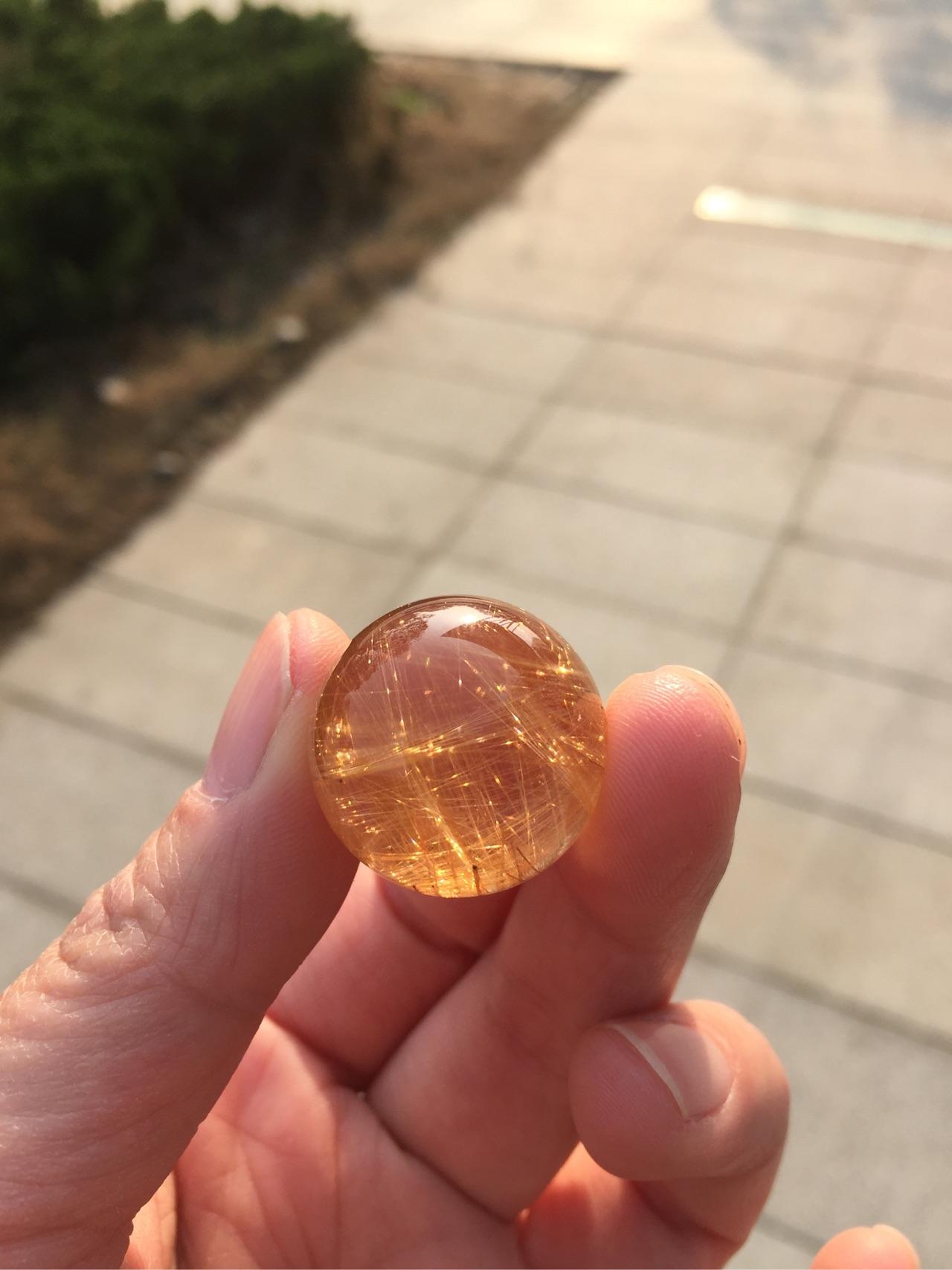 纯天然金发金水晶吊坠圆珠