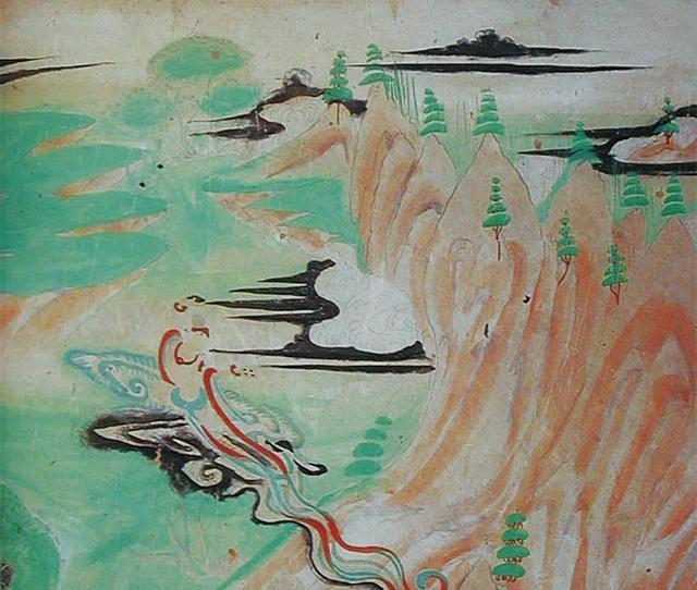 在敦煌石窟壁画中,保存有绚丽多姿的山水画场景.