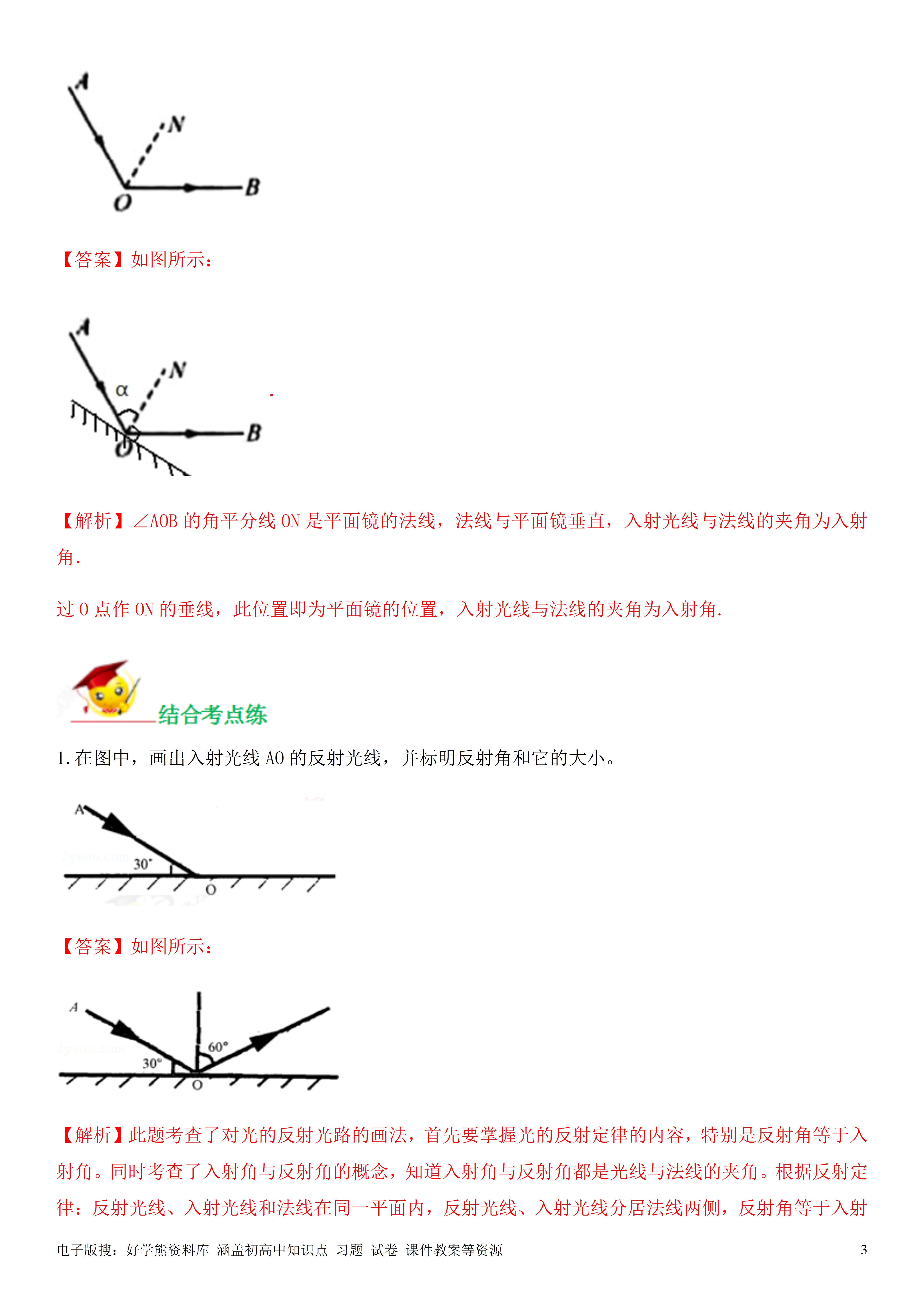 光的反射作图题及答案图片