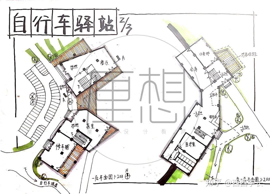 快题作业展丨同济2022初试学硕自行车驿站设计