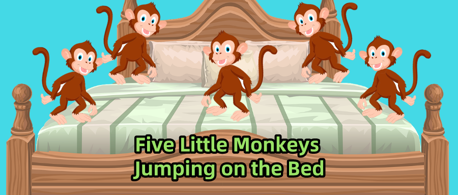 英文绘本精读 手工游戏-five little monkeys jumping on the bed
