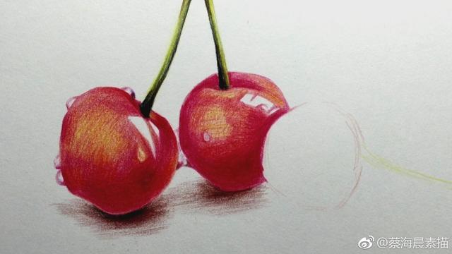 绘画教程彩铅大樱桃