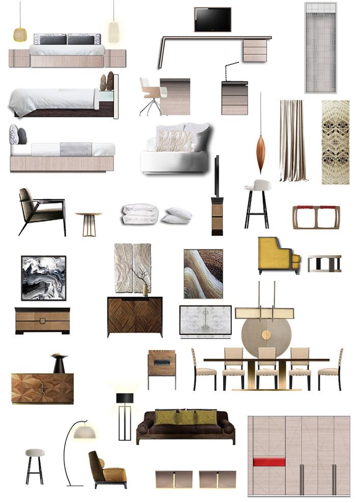 干货最新室内设计ps彩屏图平立面户型方案家具彩色素材要不要psd原图