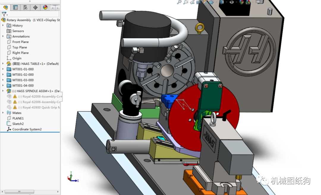 工程机械haas机床rotary旋转轴3d数模图纸solidworks设计
