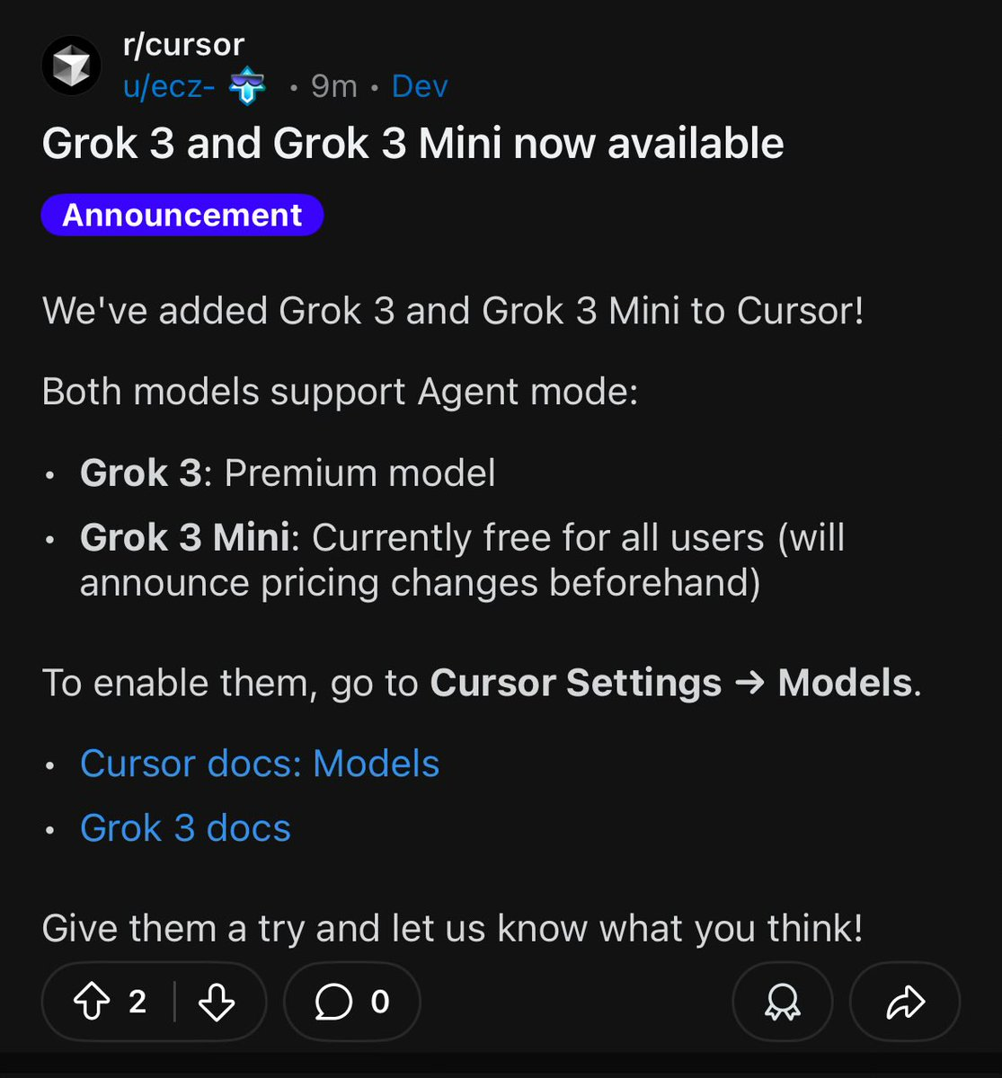 Grok 3 已登陆 Cursor,迷你版免费提供!!xAI 发布 Grok 3 API,支持图像分析及推理功能 - 知乎