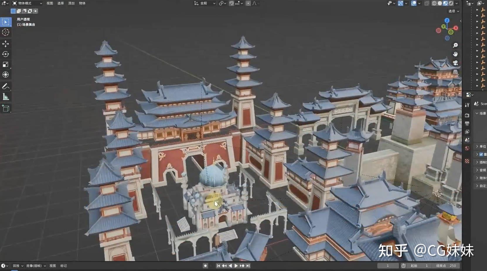 古风国风主题城楼建筑模型库下载,全3D可用 - 知乎