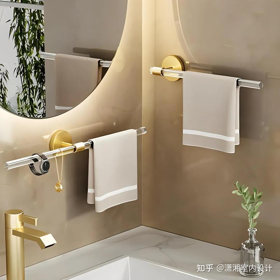 一般来说,将毛巾架安装在洗手台上方较高一点的位置,可避免毛巾接触到