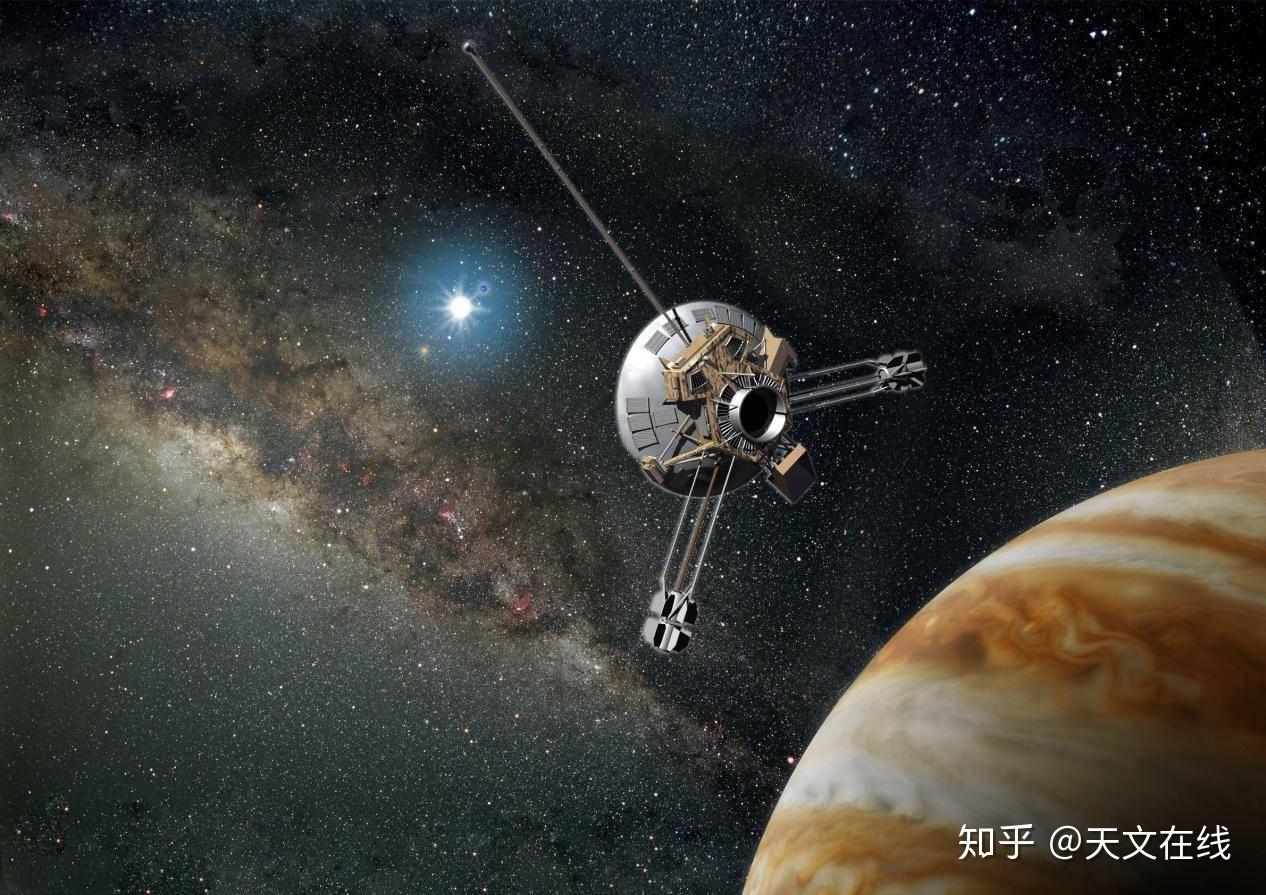 伽利略号宇宙飞船看到的地球和月球.图片来自美国宇航局/对话.