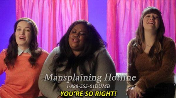 有一个词叫mansplaining特指某些男性用迷之自信的态度和口吻教育女性