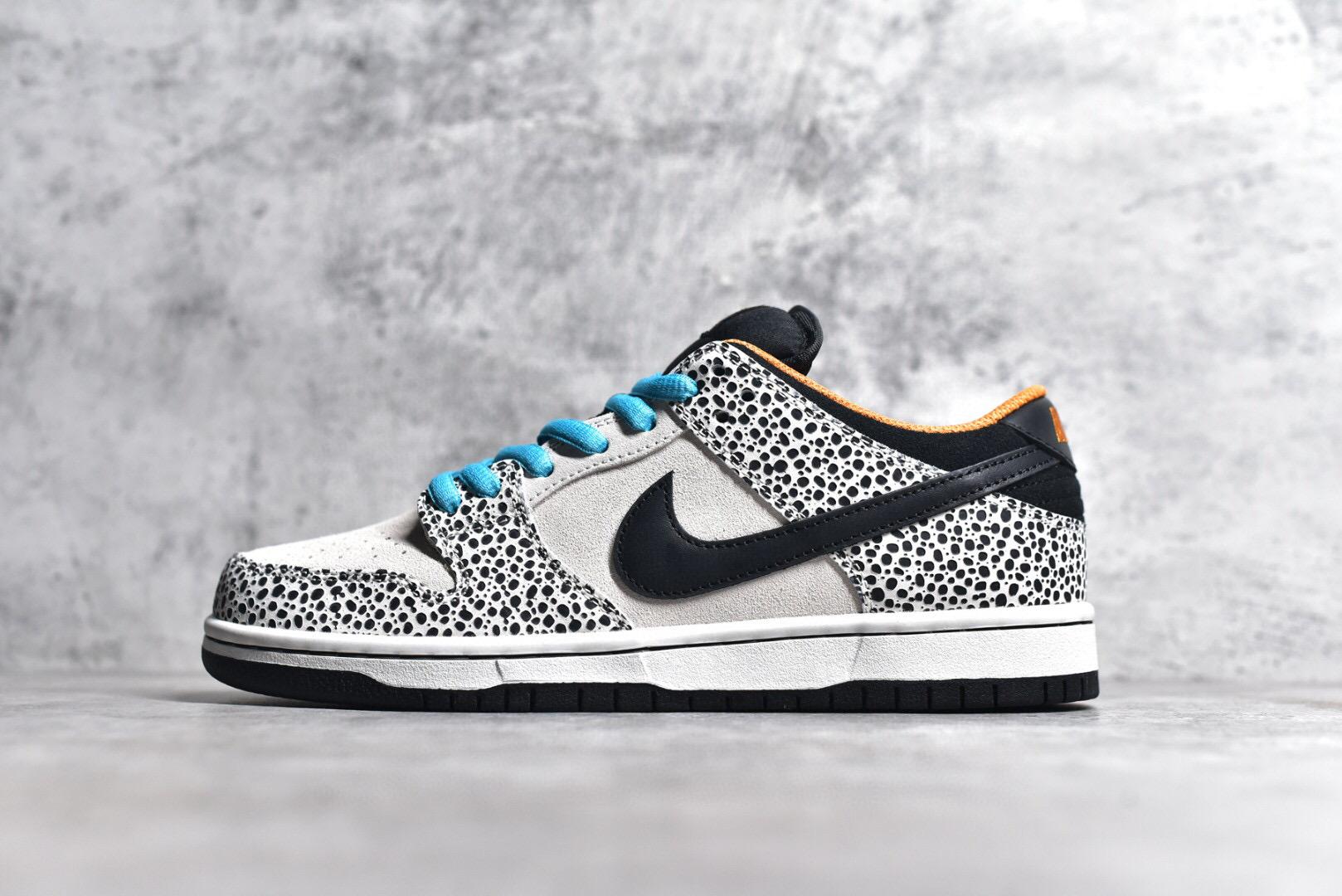 耐克 nike sb dunk low safari olympics 麂皮蓝橙石斑纹低帮运动鞋