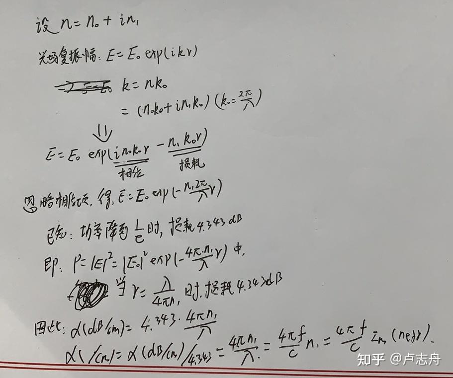 折射率虚部与损耗系数的计算公式