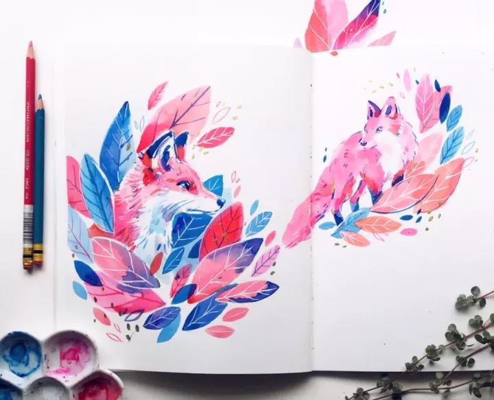 文萃画材分享这样的美术颜料插画看着贼暖心