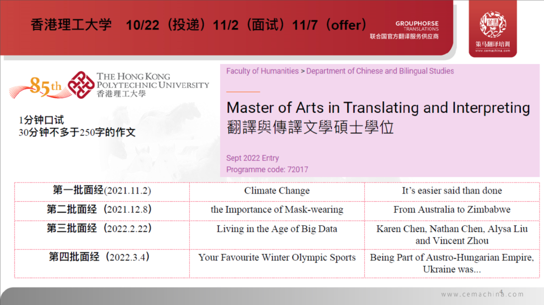 of arts in translation and interpreting翻譯與傳譯文學碩士學位