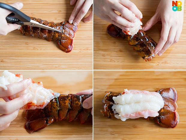 第一种方法对切法:烧烤用!找到龙虾头壳子上那个十字标记2