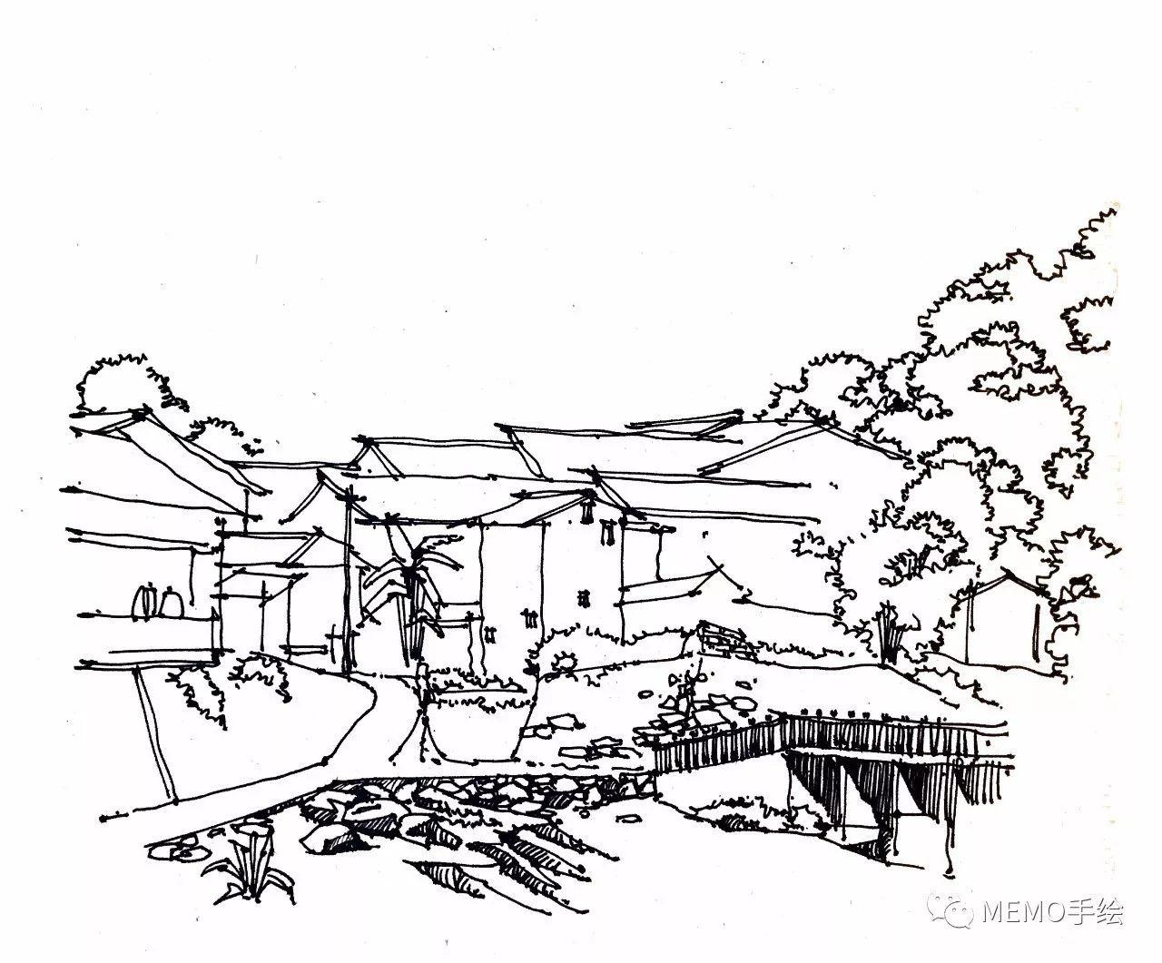 手绘教程手绘传统民居