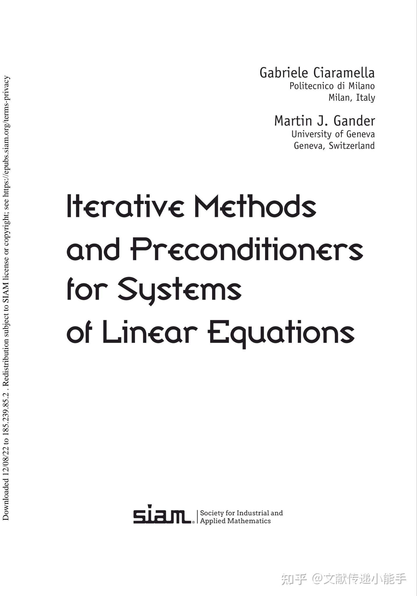 Iterative methods and preconditioners for systems of linear equations ...