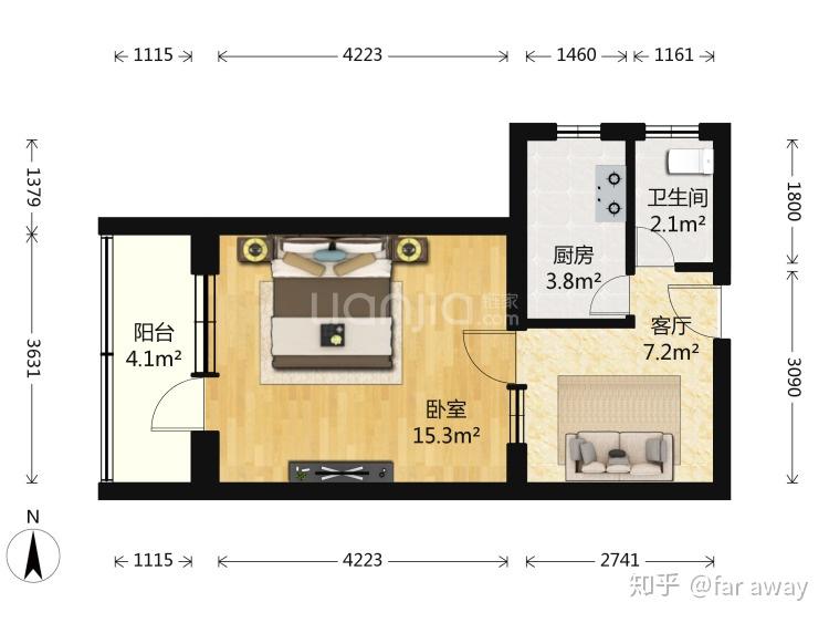 求助42平一居的戶型怎麼改造成小兩居