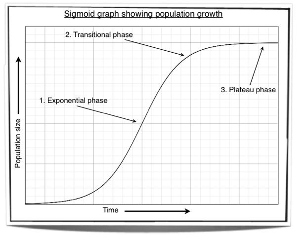 a graph showing a sigmoid (s-shaped) population growth curve