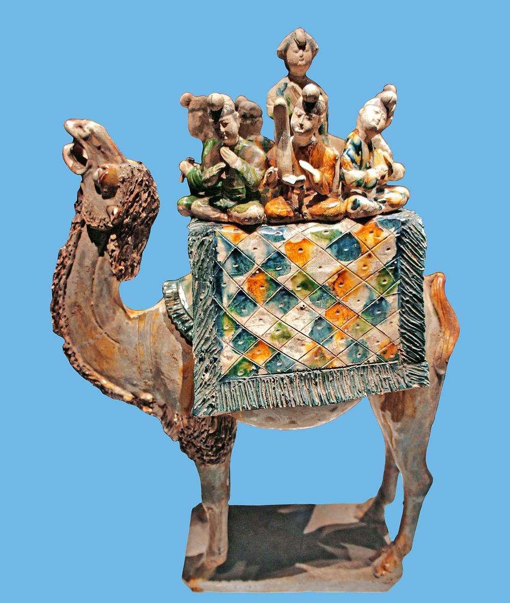 骆驼胡人乐舞三彩俑图片