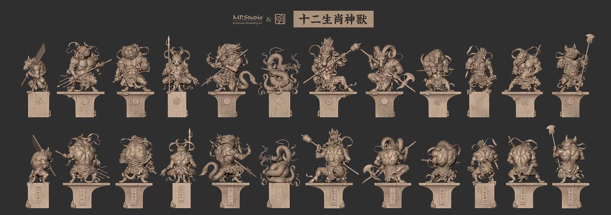 中式玄幻风手办十二生肖神兽系列诞生记