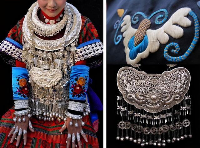 擅长绣花而苗绣,承载着苗族传统文化图腾是苗银中最常见的图案作为