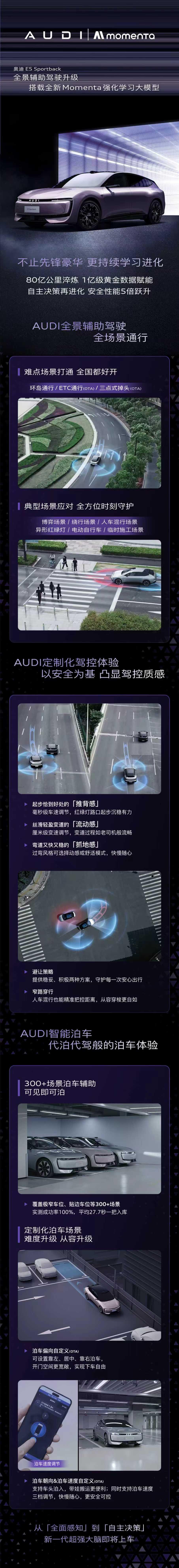 强强联手 美美与共|Momenta 强化学习大模型正式搭载奥迪 E5 Sportback