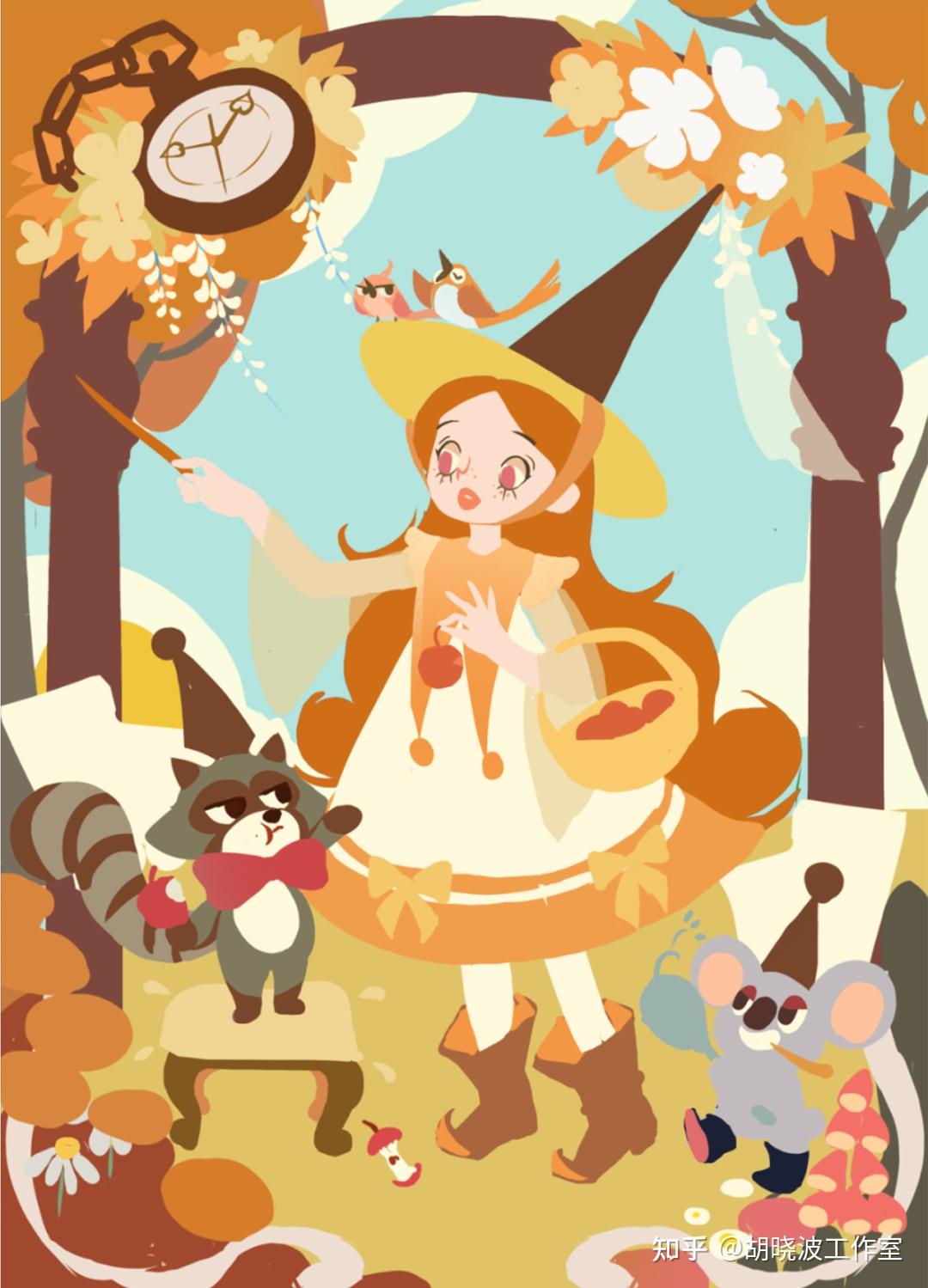 水彩风格不会画4步轻松带你完成森系水彩风插画