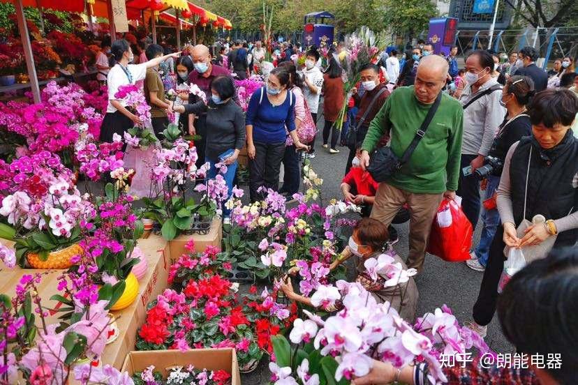 年俗一:除夕前,扶老携幼,全家集体逛花街,挑选鲜花年桔,欢天喜地过大