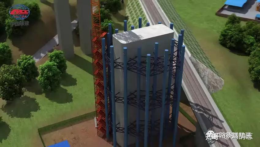 连续梁转体施工动画演示精细到每一个细节