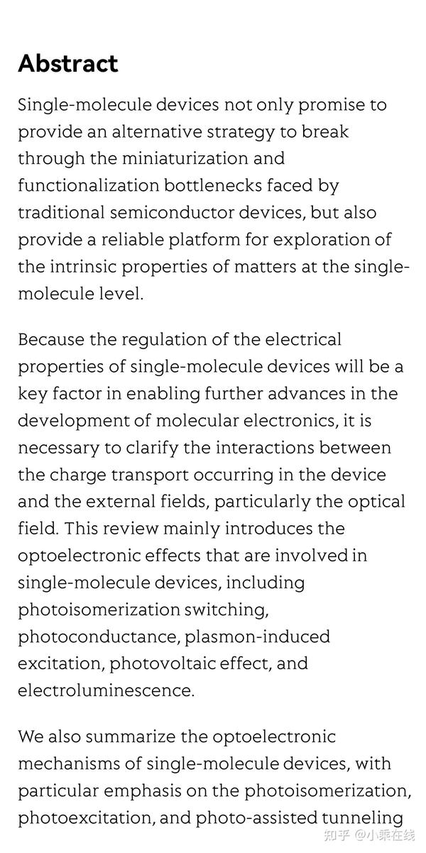 Singlemolecule optoelectronic devices physical mechanism and beyond 知乎