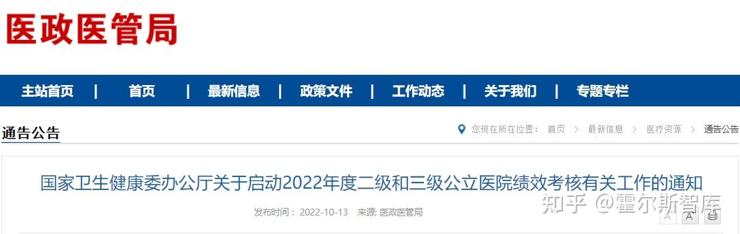 2022年度二级和三级公立医院绩效考核工作启动！ 知乎 7924