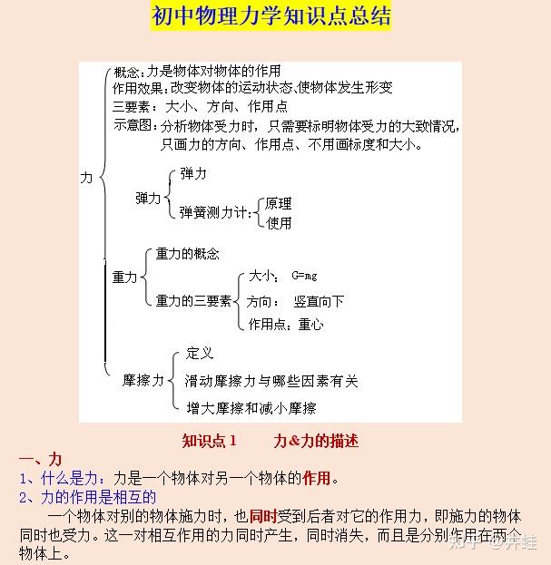 初中物理力学知识点总结细节版(1)