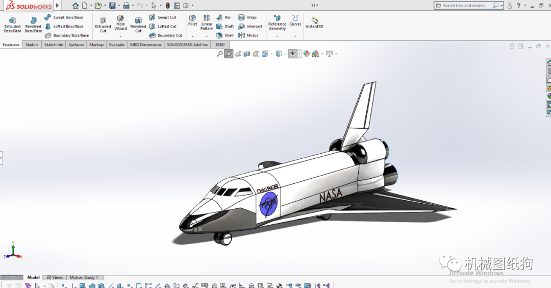 飞行模型nasa挑战者号航天飞机3d图纸solidworks设计