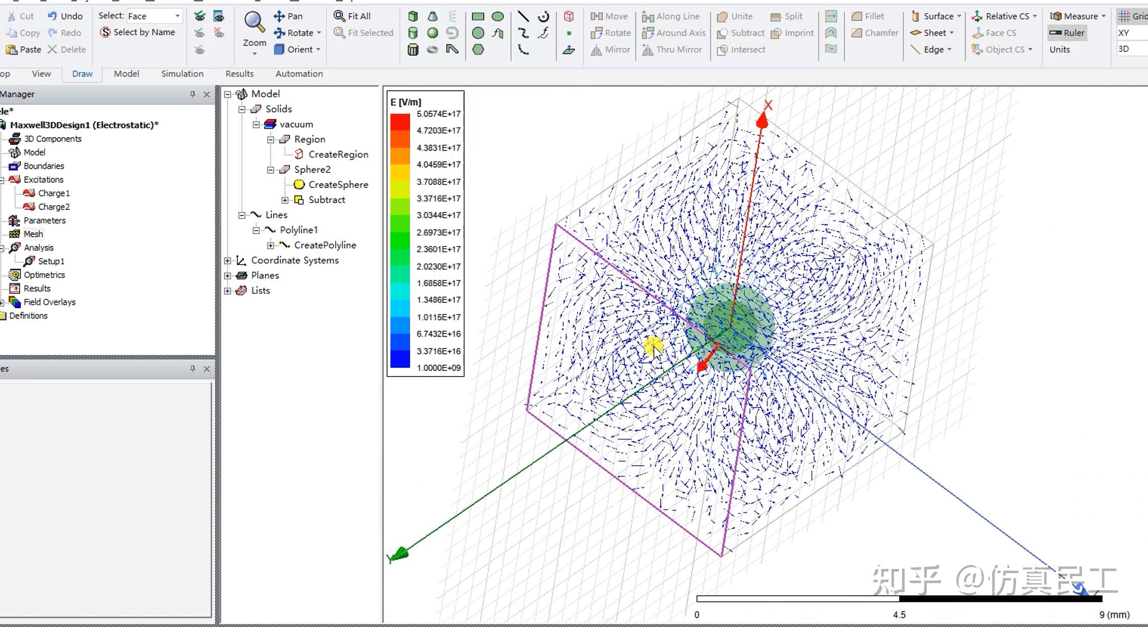 maxwell仿真入门系列：带电荷同心球静电场分析 - 知乎