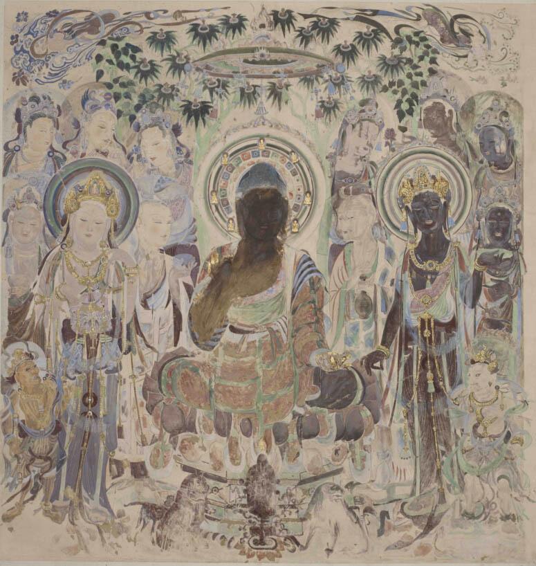 神游千年，大美敦煌】初唐-57窟“美人窟”：南壁说法图“最美观音”金饰