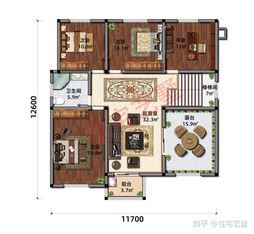 開間11米進深12米農村自建二層新中式別墅