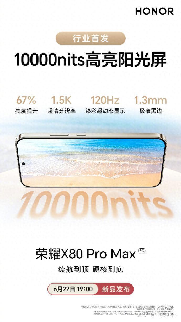 首个突破10000nits高亮阳光屏!荣耀X80 Pro Max堪称“地表最强屏”