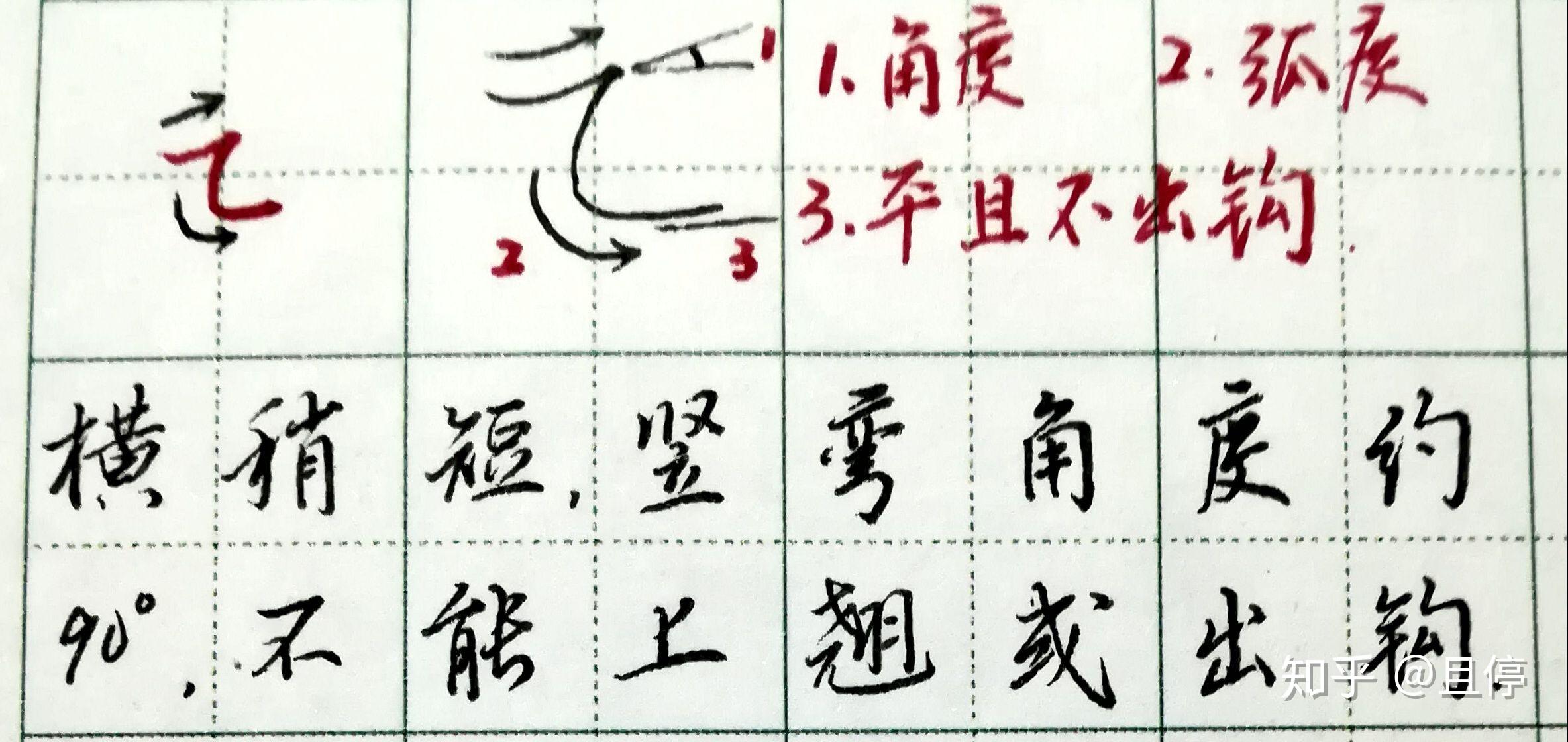 从0开始写硬笔(十四) 横撇、横折弯 - 知乎