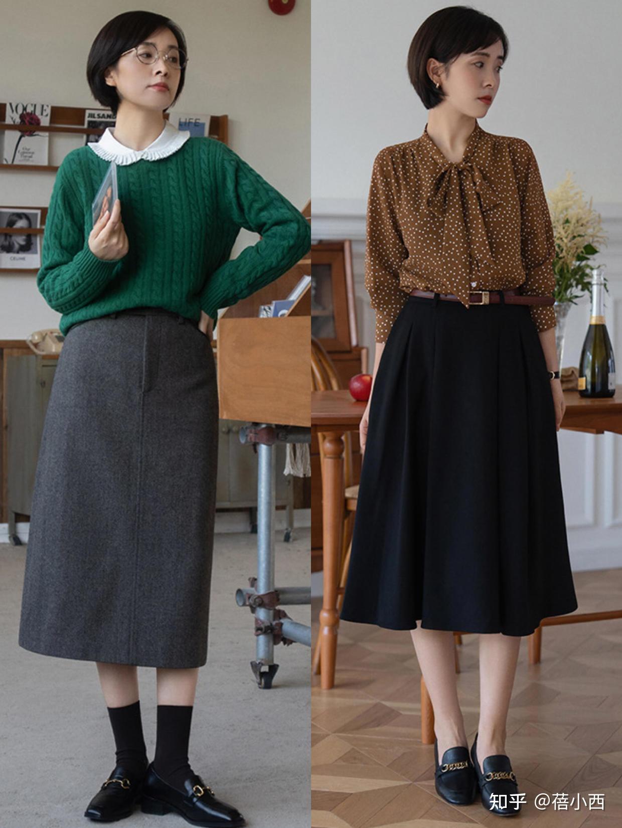 或者选择这种简约的乐福鞋搭配上过膝半身裙也可以体现出复古的风格