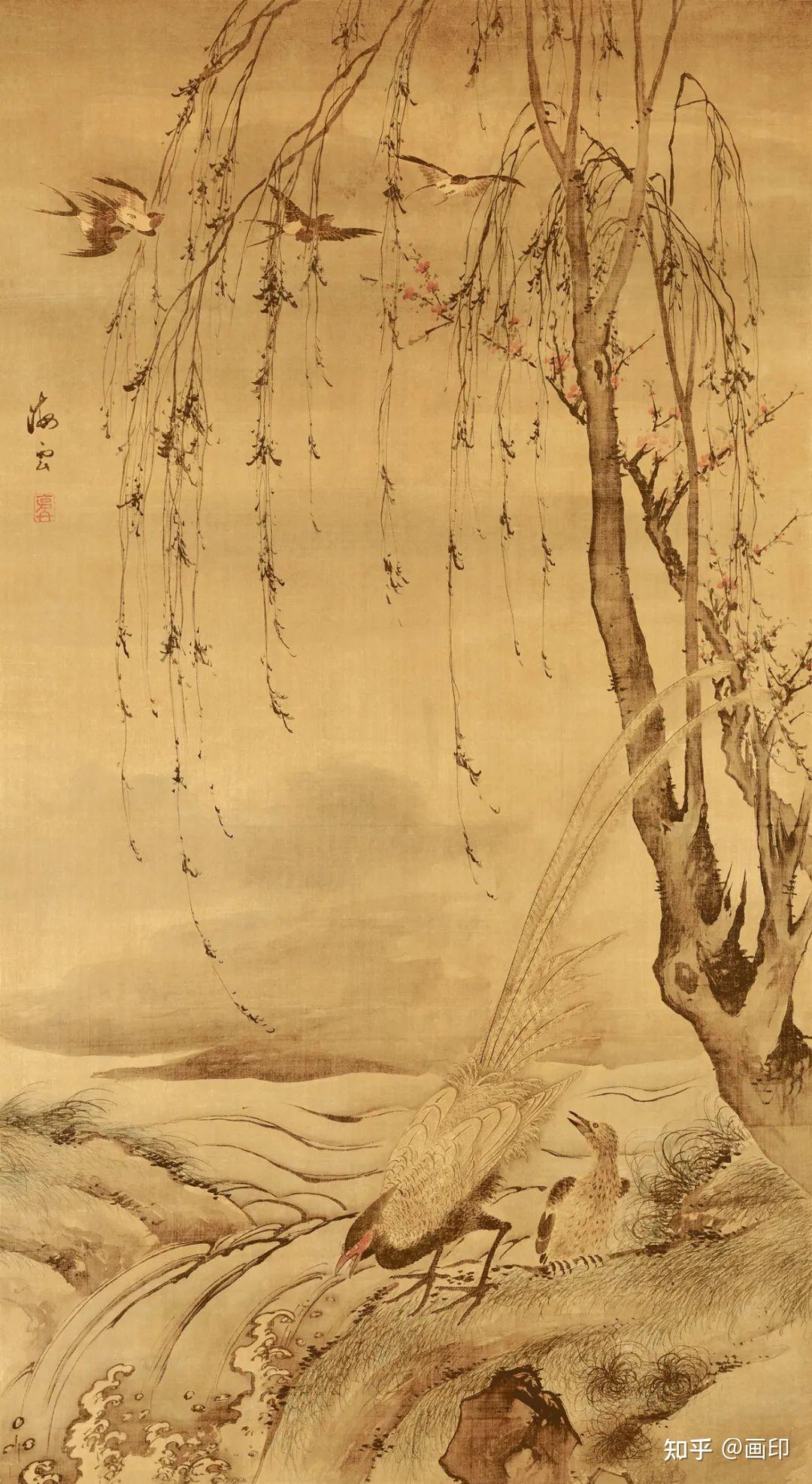 明· 汪肇《柳禽白鹇图》 - 知乎