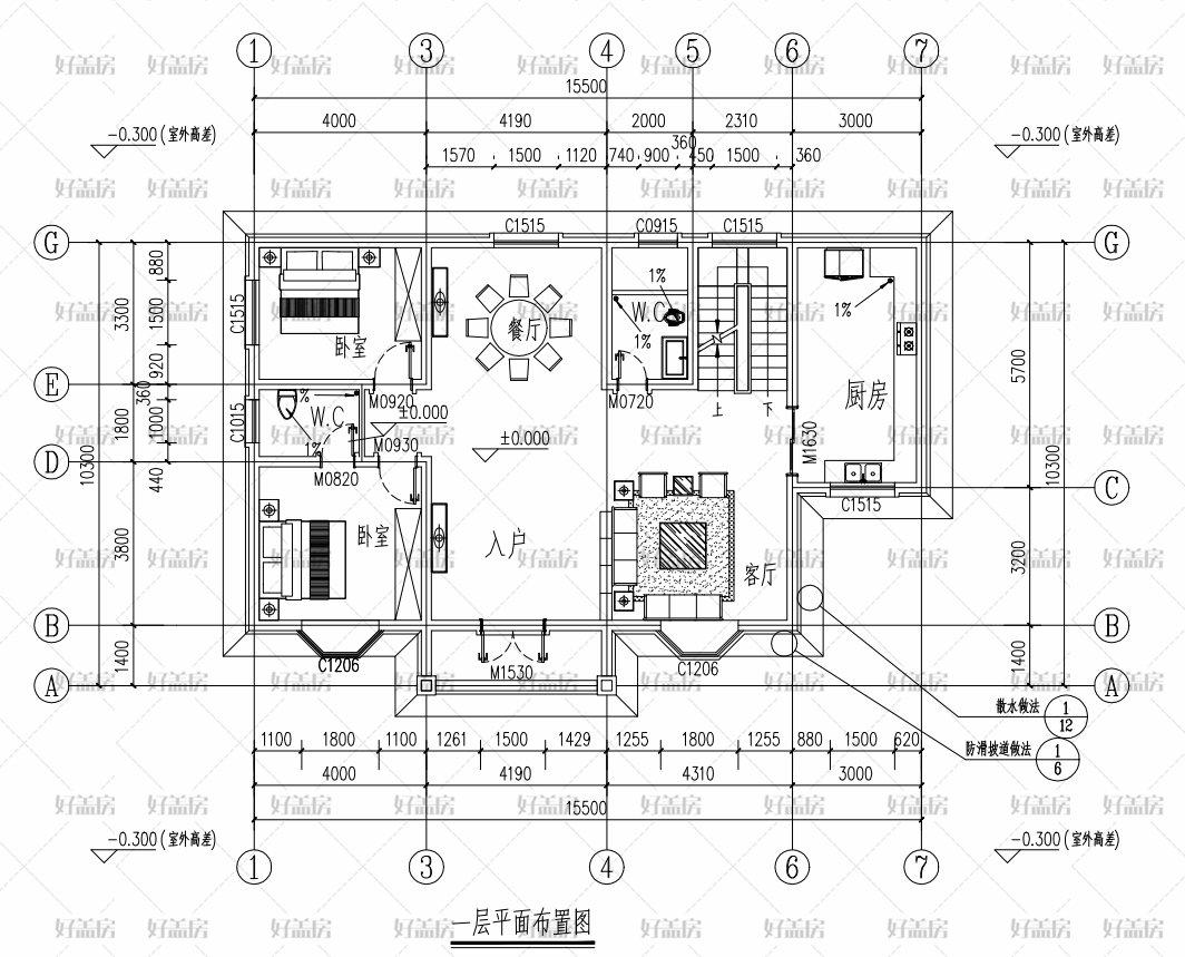 9米15米房屋设计图纸,15米乘9米盖房平面图,9米15米自建房图(第5页)_大山谷图库
