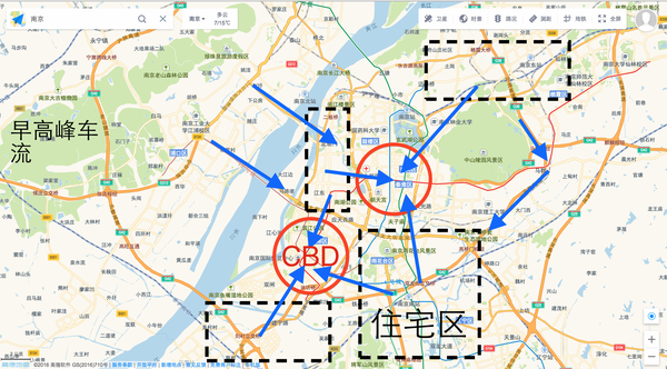 将住宅区和cbd按棋盘式交错布局,典型是【 南京】